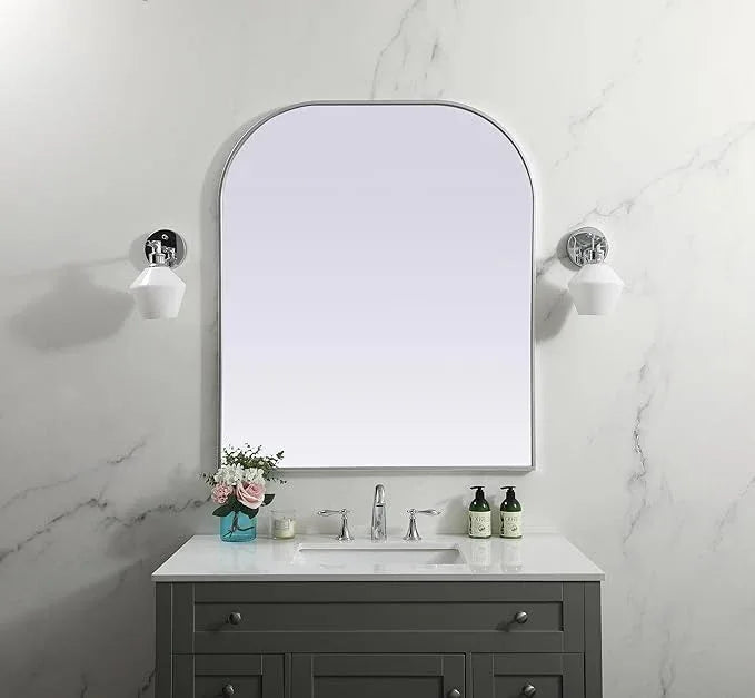 Illuminate, Metal Frame Arch Mirror 36X42 Inch in, Modern, Silver - ModernBath