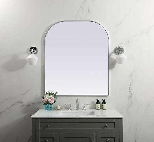 Illuminate, Metal Frame Arch Mirror 36X42 Inch in, Modern, Silver - ModernBath