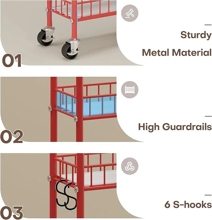 Slim Rolling Storage Cart, 6 Tier Metal Kitchen Rolling Utility Cart with Lockable Wheels for Kitchen, Bathroom, Laundry Room, Small Narrow Spaces (Red 10 Inches) - ModernBath