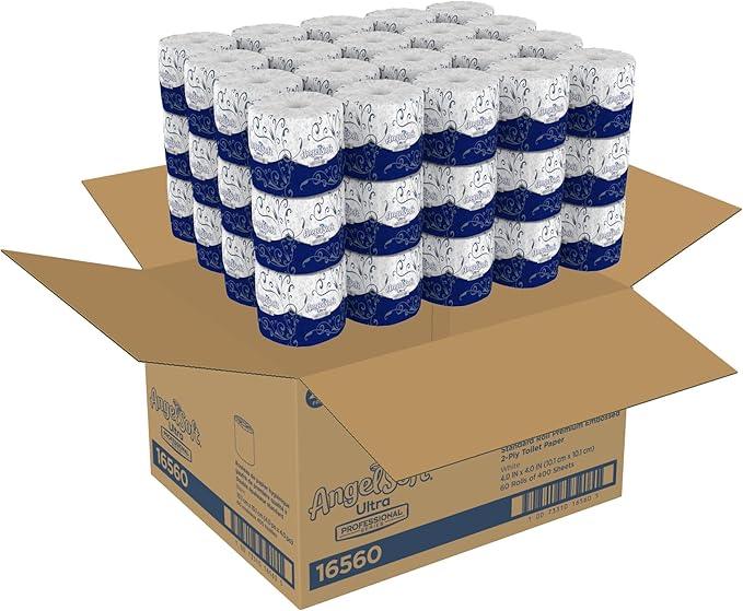 Georgia-Pacific Angel Soft Ultra Professional Series 2-Ply Embossed Toilet Paper by GP PRO (Georgia-Pacific), 16560, Paper, 60 Count (Pack of 1), White 24000 sheets per case - ModernBath