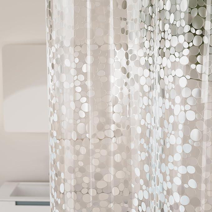 Titanker Clear Shower Curtain Liner with Pebble Pattern, Medium Weight Plastic Shower Liner PEVA Waterproof Shower Curtains for Bathroom with Big Stones and Grommets, 72x72 Inches - ModernBath