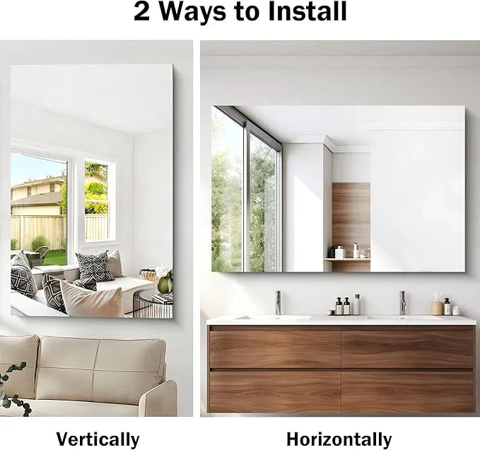 CILIBER Large Frameless Mirror, 55x36 Frameless Bathroom Mirrors for Over Sink, Upgraded Shatterproof Rectangular Wall Mirror for Bathroom,Bedroom,Living Room and Entryway - ModernBath