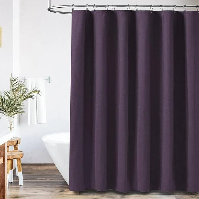 BTTN 78 Inch Long Shower Curtain, Linen Textured Thick Weighted Fabric Shower Curtain Set with 12 Hooks, Tall Hotel Neutral Heavy Duty Waterproof Polyester Shower Curtains for Bathroom, 72x78, Purple - ModernBath