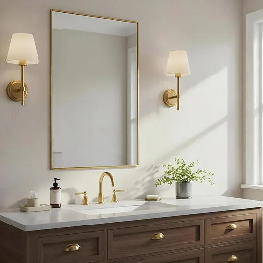 Bonverre 20x36 Inch Brass Bathroom Mirror for Wall, Aluminum Frame Rectangle Rectangular Vanity Mirror, Modern Large for Bedroom, Living Room, Horizontal or Vertical - ModernBath