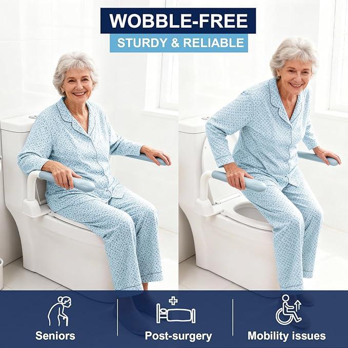 IJDD Toilet Safety Rails for Seniors with Flip-Up Armrests, Heavy Duty Toilet Support Rails with Rise-up Handle for Elderly, Disabled, Handicapped, Pregnant or Mobility Assistance, Fits Most Toilets - ModernBath