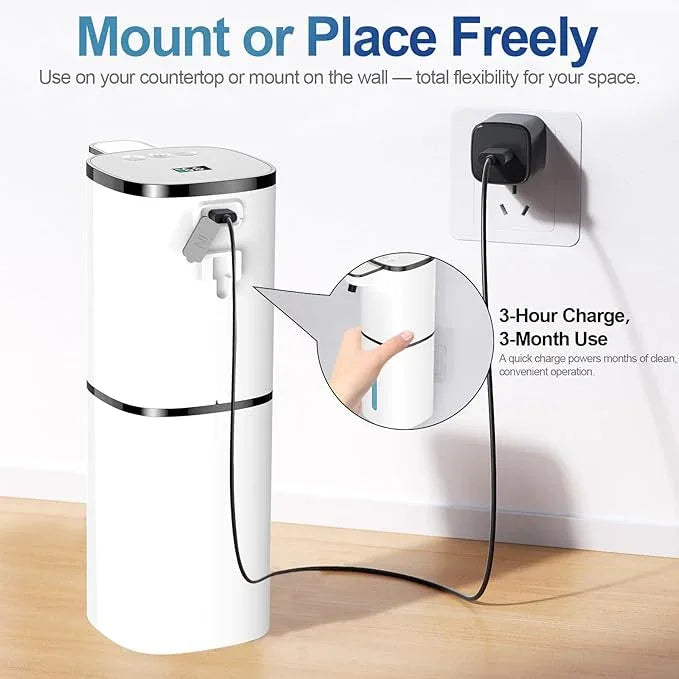 Automatic Liquid Soap Dispenser, 9 Adjustable Levels, 380ml/12.8oz, Auto Touchless Hand Soap or Dish Soap Dispenser,USB Rechargeable Dispenser,Wall Mount or Tabletop Use for Bathroom Kitchen - ModernBath