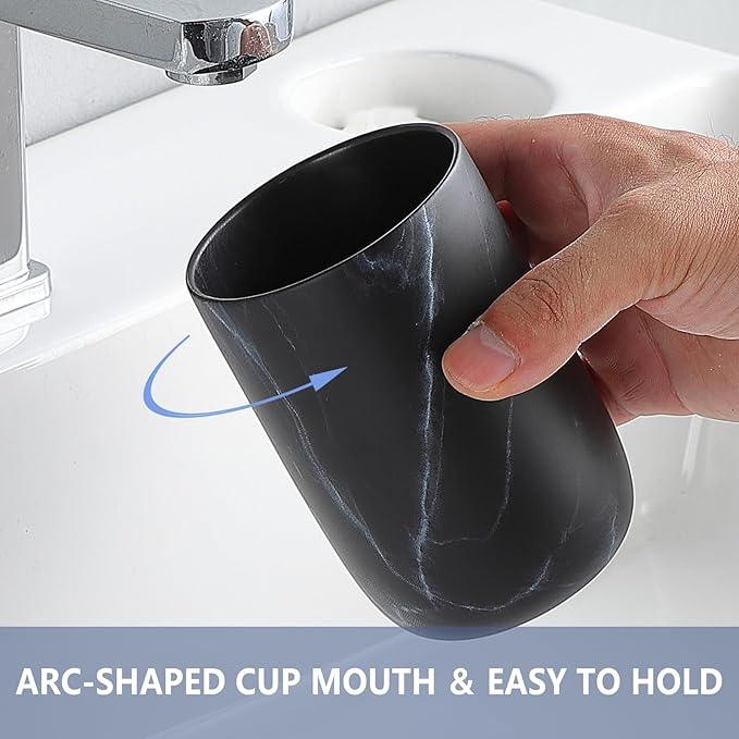 Black Marble Toothbrush Holder - Ceramic Toothbrush Holders for Bathrooms Toothbrush Toothpaste Holders Set, Black Bathroom Tumbler Cups Reusable Toothbrush Mouthwash Cup, Bathroom Counter Organizer. - ModernBath