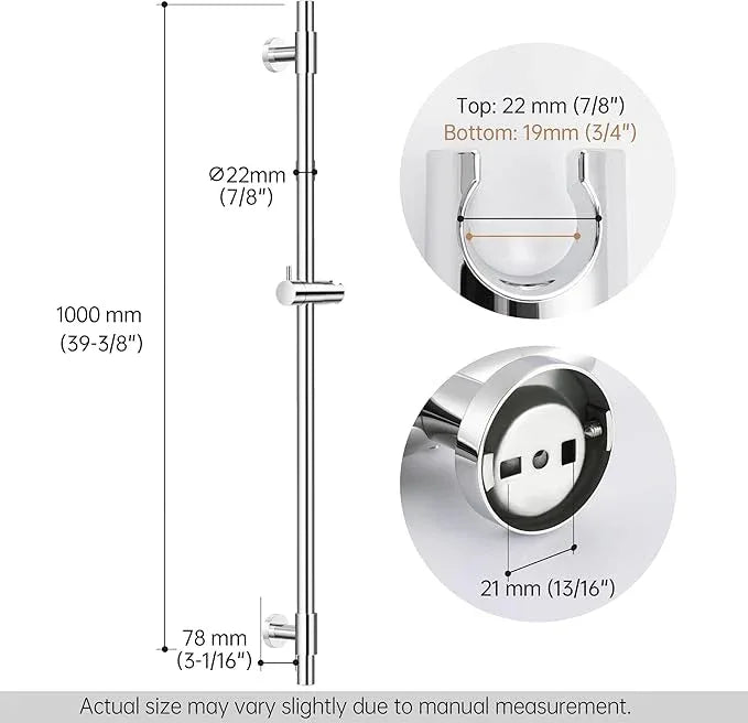 KES Shower Slider Bar 40 Inches with Adjustable Handheld Shower Head Holder for Bathroom Screw Mounted, SUS 304 Stainless Steel Polished Finish, F209S100DG-PS - ModernBath