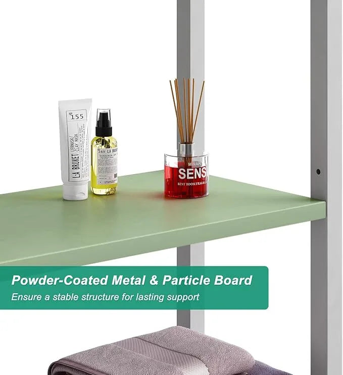 Over-The-Toilet Storage Rack, 4-Tier Bathroom Organizer Shelf Over Toilet with Adjustable Shelf and Basket, Freestanding Space Saver Bathroom Shelves Above Toilet for Room (Avocado Green) - ModernBath