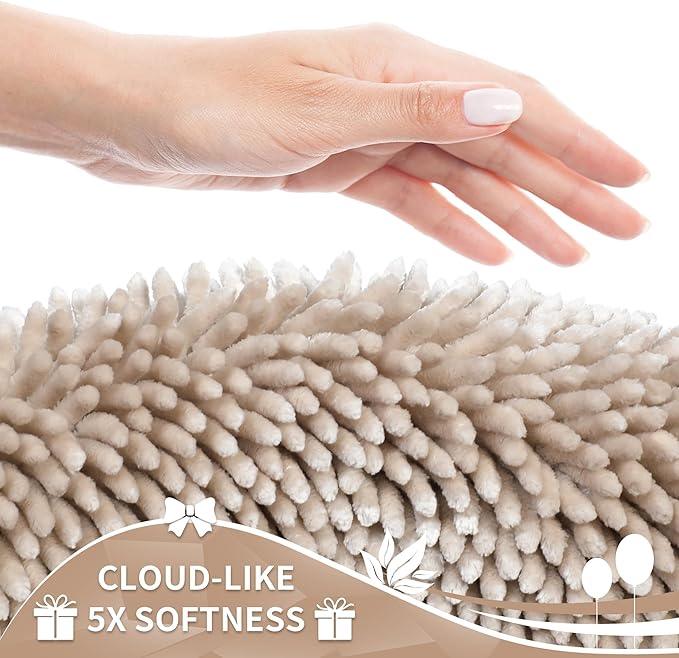 Yimobra Long Bathroom Rugs Runner 60x24 Inch, Extra Thick Soft Absorbent Chenille Bath Mat, Non Slip Machine Washable, Quick Dry Bath Rugs for Bathroom Floor, Tub and Shower, Khaki - ModernBath