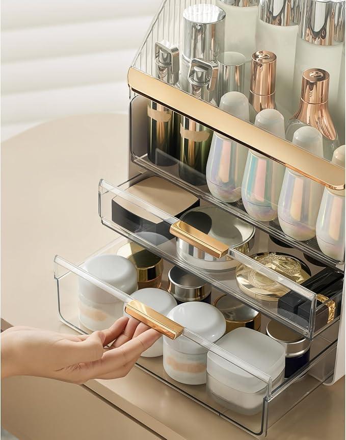 Omeily Large Makeup Organizer Countertop Vanity Organizer Cosmetic Organizer Makeup Storage Box Bathroom Counter Organizer Perfume Skincare Organizers Gift Women Girls Clear Design Easy Visibility - ModernBath