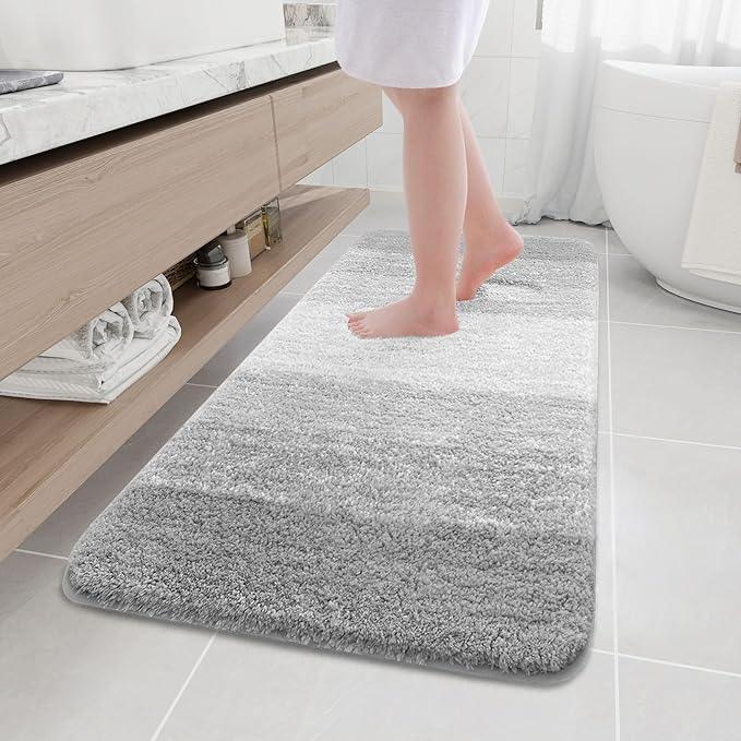 Arotive Microfiber Bathroom Rugs, Shaggy Soft and Absorbent Bath Rug, Non-Slip, Thick Plush Machine Washable Dry Bath Mats for Bathroom, Tub and Shower, 54x24, Light Grey, Rectangular - ModernBath
