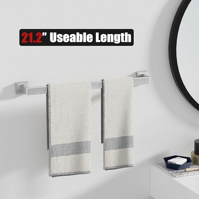 15-Piece Brushed Nickel Bathroom Accessories Set – 23.6" Towel Bar, Towel Ring, Toilet Paper Holder & Hooks, Wall Mounted Bathroom Hardware, Rust & Corrosion-Resistant, Ideal for Modern Bathrooms - ModernBath