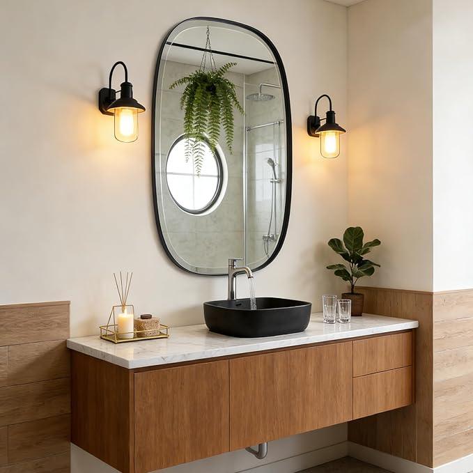 POZINO Rectangle Beveled Mirror, 24"x40" Modern Vanity Mirror with Stainless Steel Frame, Modern Oblong Wall Mirrors for Living Room Bathroom Bedroom Entryway, Hangs Horizontal Or Vertical ﻿ - ModernBath