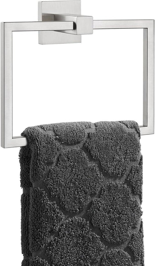Hand Towel Ring Swivel Brushed Nickel, Angle Simple SUS 304 Stainless Steel Square Towel Holder for Bathroom Wall, 7.09 Inches - ModernBath