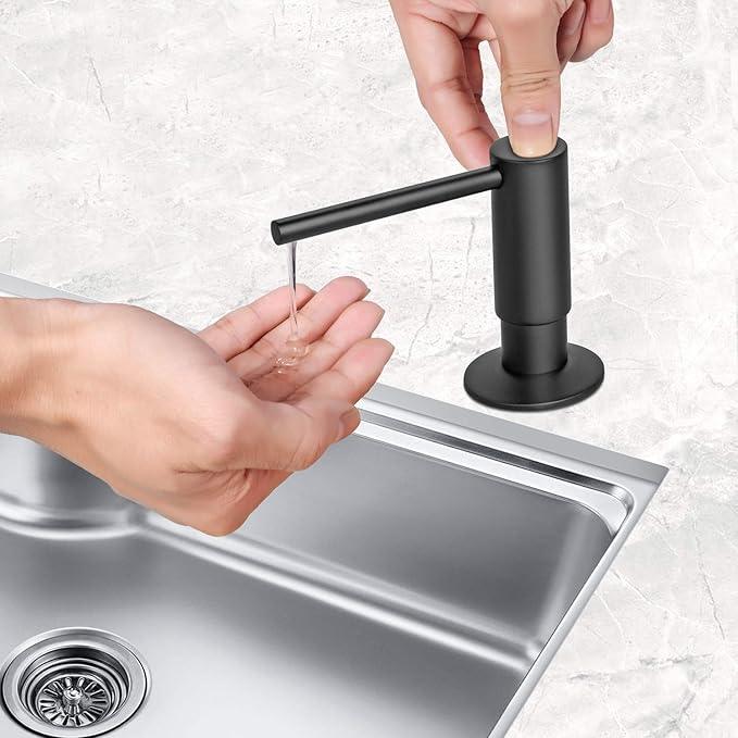 Samodra Sink Soap Dispenser, Metal Pump Head Liquid Lotion Countertop Kitchen Bathroom Soap Dispenser with 17 OZ PET Bottle (Black Matte) - ModernBath