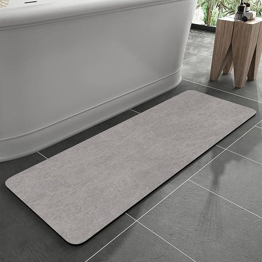 MontVoo -Bath Mat Rug-Rubber Backing Non Slip Quick Dry Absorbent Thin Bathroom Rugs Fit Under Door-Faux Suede Surface Bathroom Floor Mats-Shower Rug for in Front of Bathtub Shower Gray 24"x48" - ModernBath