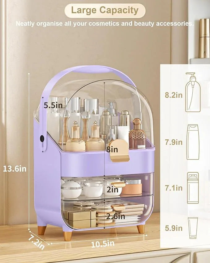 Makeup Organizer Countertop, Skincare Holder Bathroom Counter Organizer, Storage Box Cosmetic Display Cases, Teen Girl Gifts Make up Organizers for Vanity, Dresser (Purple) - ModernBath