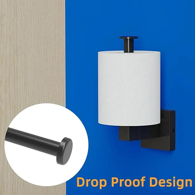 RUACQ Toilet Paper Holder Wall Mount,Square Base Tissue Roll Holder for Bathroom,Toilet Roll Holder Stainless Steel(Matte Black) - ModernBath