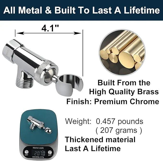 YUHX All Metal Shower Head Holder and Hose Stainless Steel Extra Long 6 ft,Adjustable Handheld Shower Arm Bracket,Premium Chrome - ModernBath