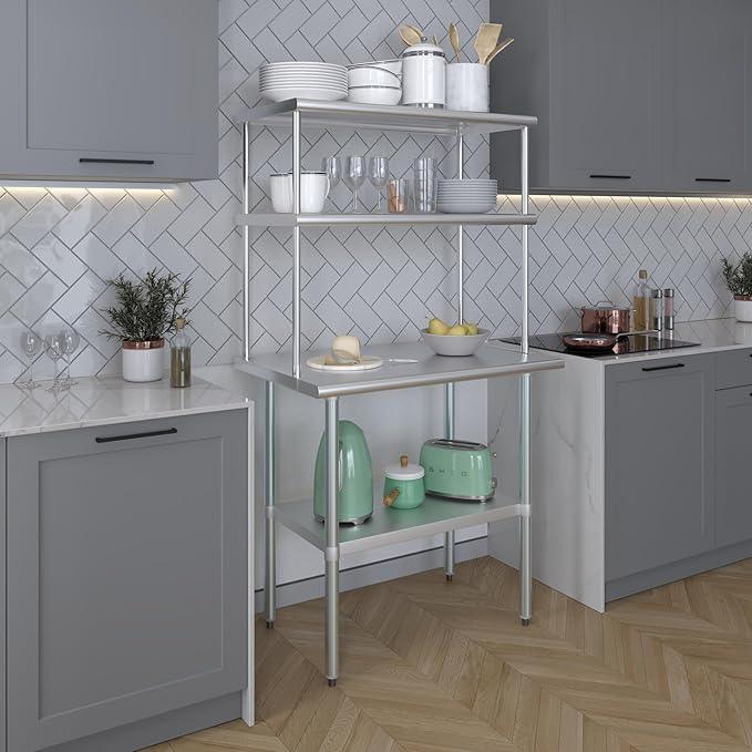 AmGood Double OverShelf Stainless Steel NSF - Many (36" Long x 18" Deep) - ModernBath