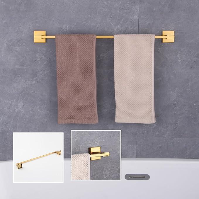 GERZWY 24-Inch Single Towel Bars for Bathroom Gold Stainless Steel Modern Style Bath Towel Rack Wall Mount JG1901A60-BE - ModernBath