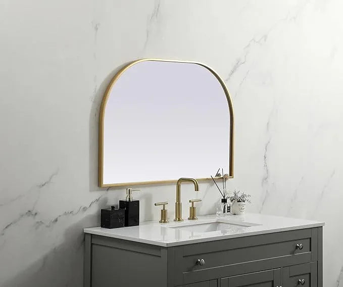 Illuminate, Metal Frame Arch Mirror 36X24 Inch in, Modern, Brass - ModernBath