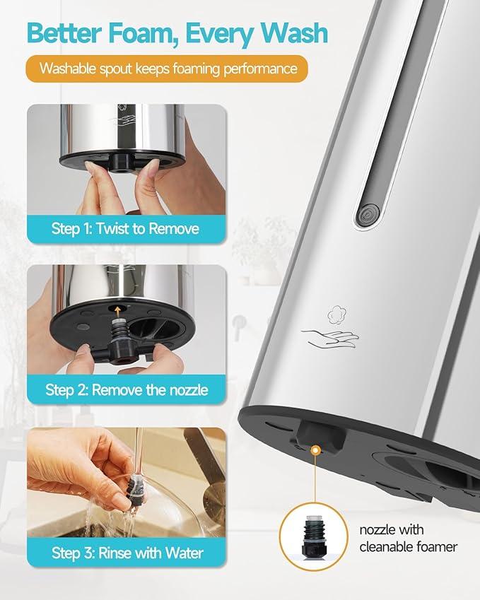 AIKE Wall Mount Automatic Foam Soap Dispenser 25 OZ Commercial Large Capacity Stainless Steel Model AK1205FA(Polished) - ModernBath