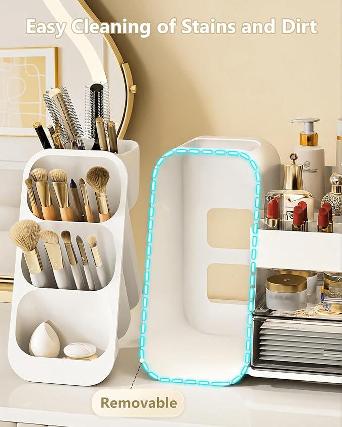 Anylady Makeup Organizer with Drawers, Skincare Organizer (Large Size Thick), Storage Box Cosmetic Display Cases, Make up Organizers for Vanity, Dresser, Desk, Kitchen, Countertop (White) - ModernBath