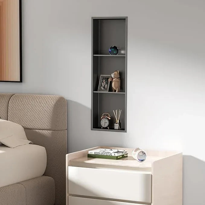Qeke Stainless Steel Shower Niche 12" X 36", Bathroom Wall Niche Three-Tier, No Tile Needed Recessed Shower Shelf for Bathroom Storage, Gun Metal - ModernBath