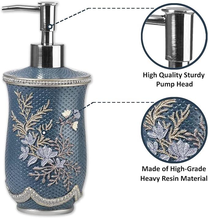 Zahari Home 4pc Capri Bathroom Accessories Sets Modern Classic Soap Dispenser, Tumbler, Tooth Brush Holder and Soap Dish Holder Unique Design Royal Blue Bathroom Set - ModernBath