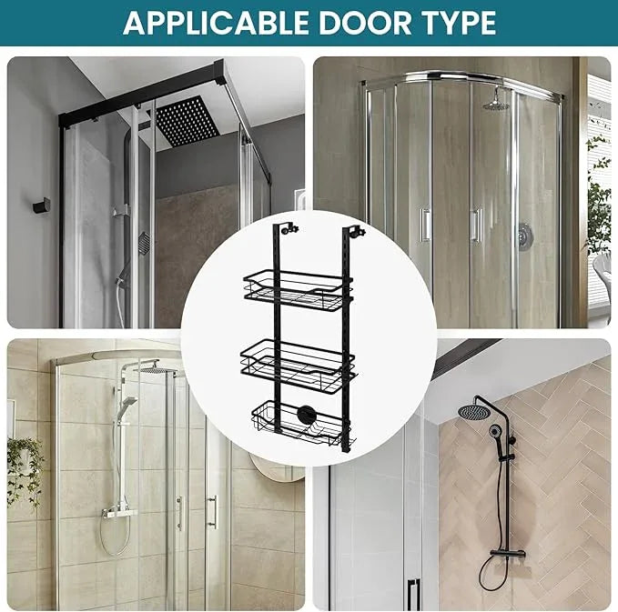 TAILI Hanging Shower Caddy Over The Door Adjustable Hanging Organizer Rack with Hooks, Sturdy Rust Proof Shower Organizer Shelf Basket Storage Rack, No Drilling - ModernBath
