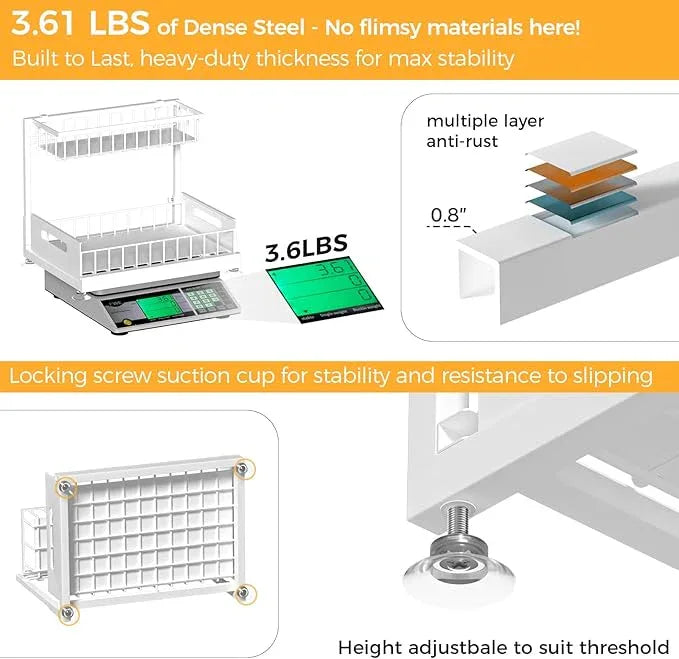 Under Sink Organizer Storage 2-Tier Premium Metal Pull-Out Racks, Height Adjustable, Heavy Dut and Easy Installation for Kitchen & Bathroom Organizers 2 Pack - ModernBath