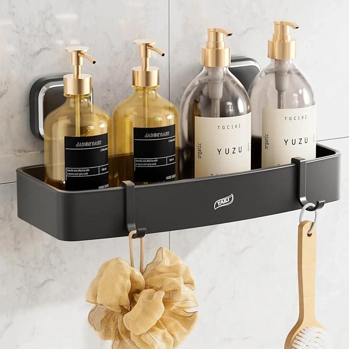 TAILI Shower Caddy Suction Cup, Heavy Duty Shower Organizer for Bathroom, Removable Shelves for Inside Shower, Wall Mounted Aluminum Storage for Bathroom Holder, Dark Gray - ModernBath