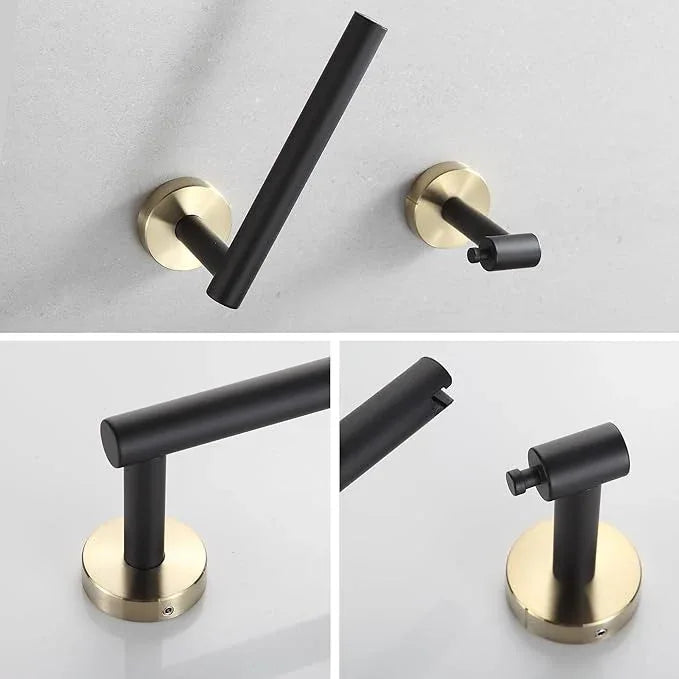 BVL Black and Gold Toilet Paper Holder Wall Mount – 304 Stainless Steel Single Arm Flip-Up Bathroom Tissue Roll Holder, Modern Screw Installation Toilet Paper Dispenser for Home & Commercial use - ModernBath
