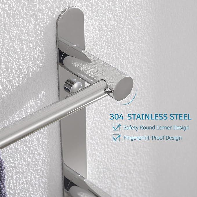 KOKOSIRI Bath Towel Bars Bathroom 3-Tiers Ladder Towel Rails Wall Mounted Towels Shelves Rack Stainless Steel, Polished Chrome, B5002CH-L24 - ModernBath
