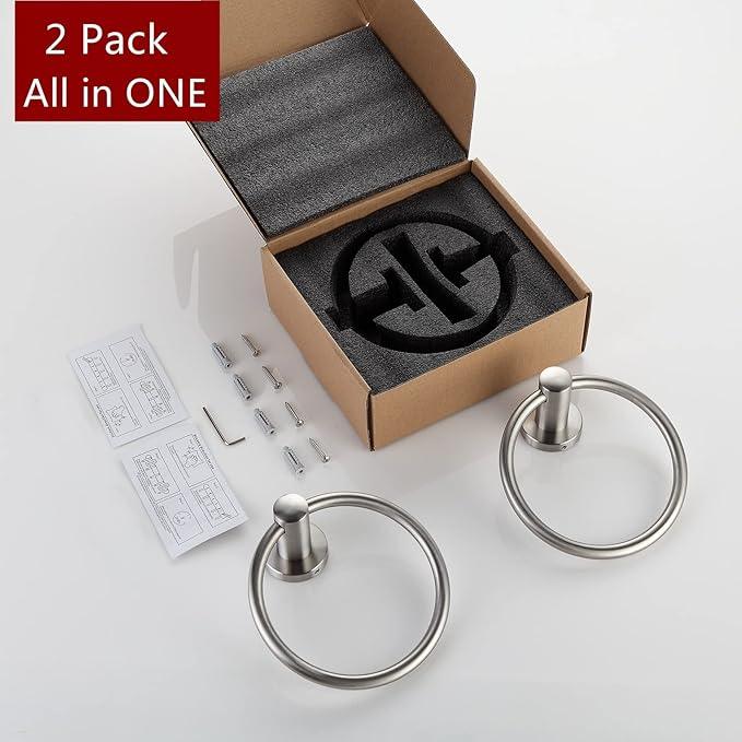 BGL Brushed Nickel Towel Ring Brushed Nickel Hand Towel Holder Stainless Steel Towel Ring for Bathroom 2 Pack - ModernBath