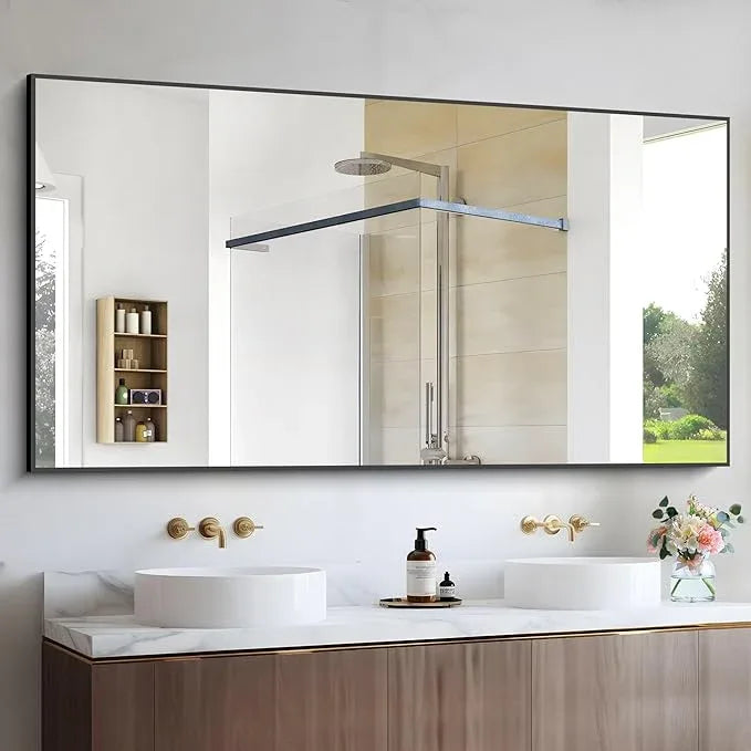 COFENY Black Bathroom Mirror for Wall, 60x30 Inch Rectangle Mirrors with Metal Frame, Modern Vanity Wall Mirror Decor for Bathroom Living Room, Entryway Hangs Horizontal or Vertical - ModernBath