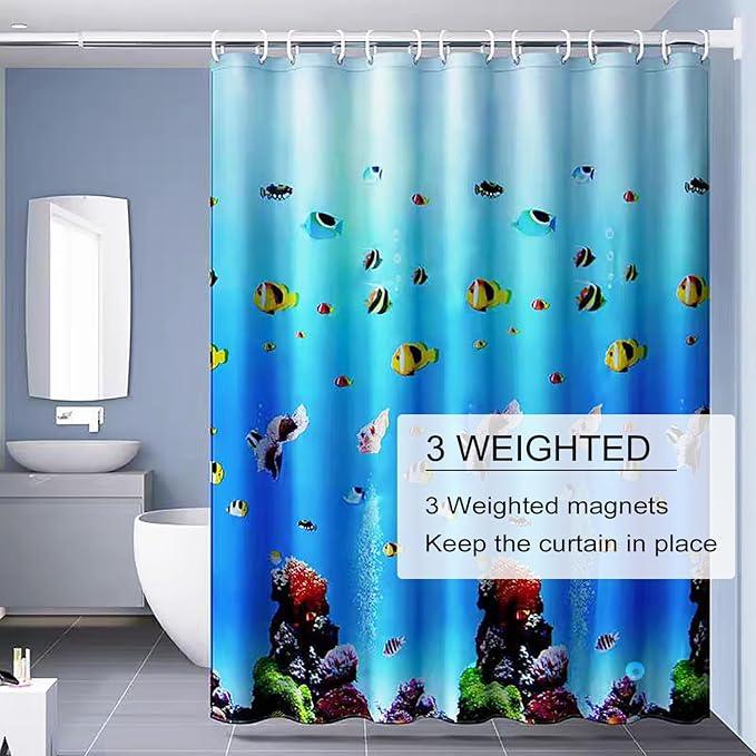 TIKABC Shower Curtain Liner, 4G PEVA Shower Liner, Plastic Waterproof Shower Curtains, 72x72 inch with Grommet Holes 3 Magnetic Weights - ModernBath