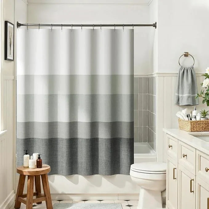 jinchan Ombre Cloudy Grey Striped Shower Curtain Waterproof Fabric Bathroom Decor Minimalist Design Modern Neutral Gradual Color Water Resistant with 12 Metal Hooks 70x60 Inches - ModernBath
