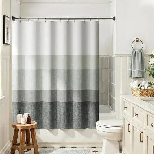 jinchan Ombre Cloudy Grey Striped Shower Curtain Waterproof Fabric Bathroom Decor Minimalist Design Modern Neutral Gradual Color Water Resistant with 12 Metal Hooks 70x60 Inches - ModernBath