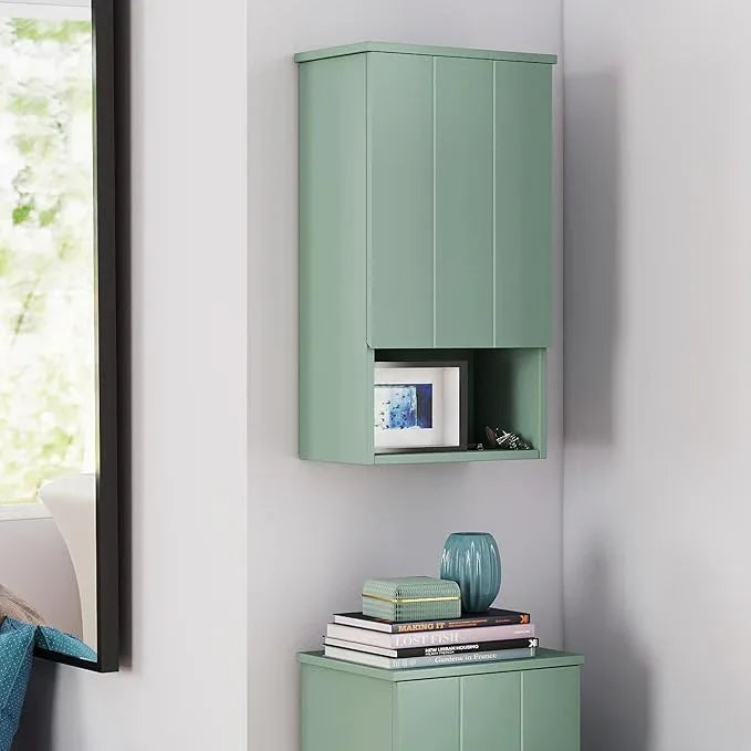 Bathroom Wall Cabinet with Single Door, Soft-Close Hinges, 15x27 inch Wooden Medicine Cabinet for Small Kitchen, Laundry, Entryway, Durable MDF Construction - ModernBath
