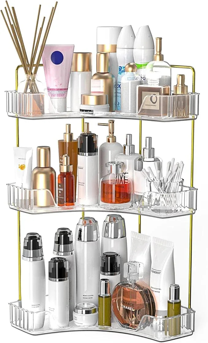Webetop Corner Bathroom Counter Organizer 3 Tier Bathroom Countertop Organizers Shelf Makeup Organizer for Vanity Perfume Tray for Corner Storage Skincare, Cosmetic, Dresser, Kitchen Spice Rack - ModernBath