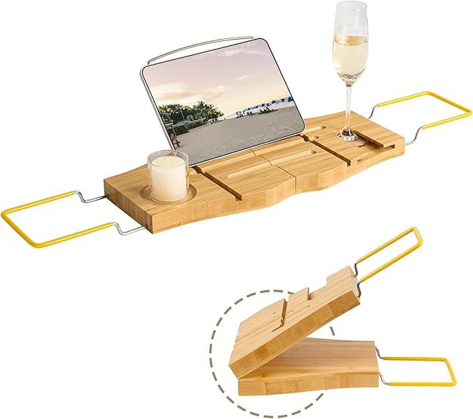 Bamboo Bathtub Tray Expandable Bathroom Tray for Home Spa Relaxation, Wooden Tray Caddy for Bathtub, Bamboo Bathtub Caddy as Unique Housewarming, Birthday, Wedding Shower Gifts. - ModernBath