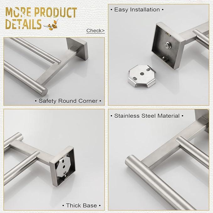 KOKOSIRI Towel Holder Bath Towel Bar with Two Rails for Bathroom Kitchen Towel Racks 36 Inch Brushed Nickel Stainless Steel B5005BR-L36 - ModernBath