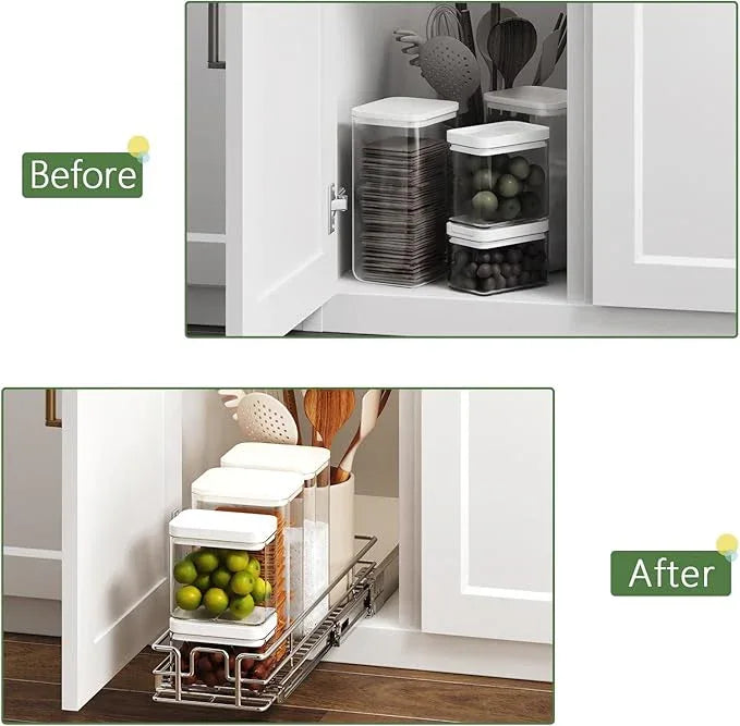 Pull Out Cabinet Organizer 5½" W x 21½" D, Heavy Duty Cabinet Pull Out Shelves, Slide Out Drawers Organization for Kitchen Cabinets Bathroom - ModernBath