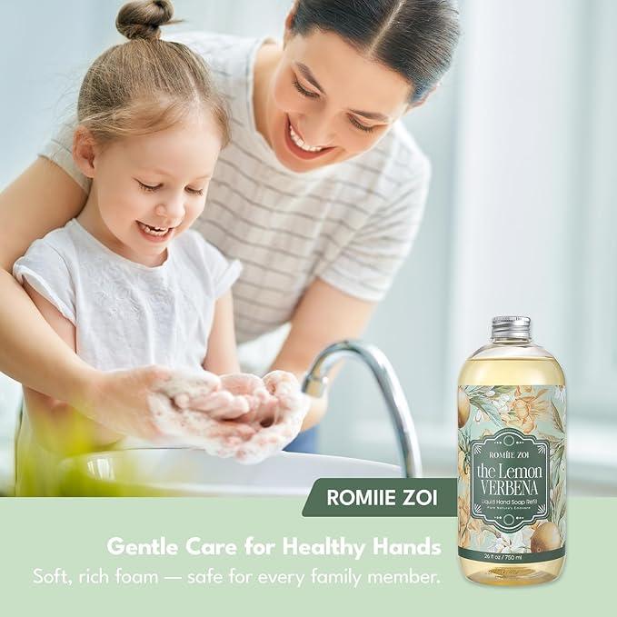 ROMIIE ZOI Liquid Hand Soap Refill, Lemon Verbena, Gentle & Moisturizing Formula, 750 ML/ 26 FL OZ - ModernBath