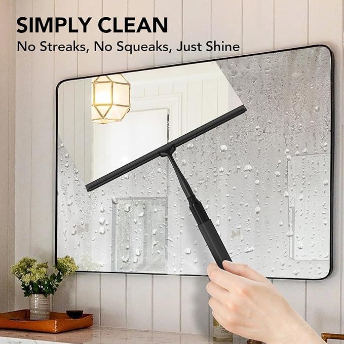 Shower Squeegee with Long Handle, 15-51" Telescopic Squeegee for Window Cleaning, Window Squeegee for Glass Doors, Extendable Window Cleaner Tool for Tile Walls, Sliding Door, Floor, Car Windshield-BK - ModernBath