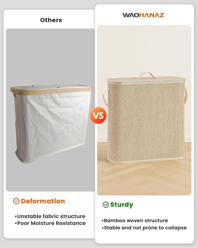 Bamboo Toilet Paper Storage Basket with Lid & Handle - 32L Large Capacity Handwoven Bathroom Organizer for 16 Rolls - Sturdy Stand Holder for Toilet Paper Organization, Light Natural - ModernBath
