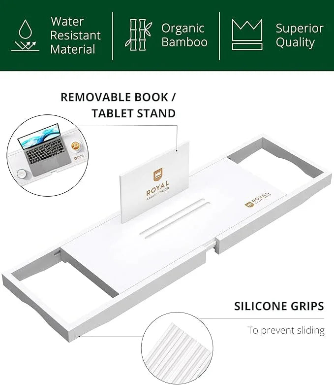 ROYAL CRAFT WOOD Premium Bathtub Tray - Expandable Bath Tray for Tub - Luxury Bathtub & Bathroom Accessories - ModernBath